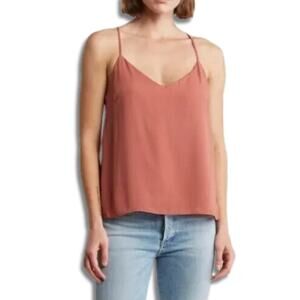 Lush Sleeveless Lace Top Trimmed Back Cami Lightweight Burnt Orange W Small NWT